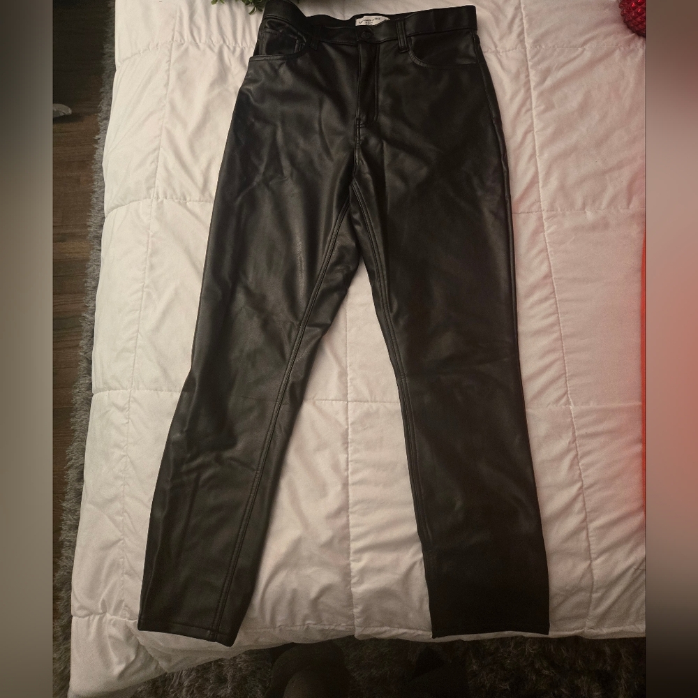 Abercrombie & Fitch Vegan Leather Pants - Black